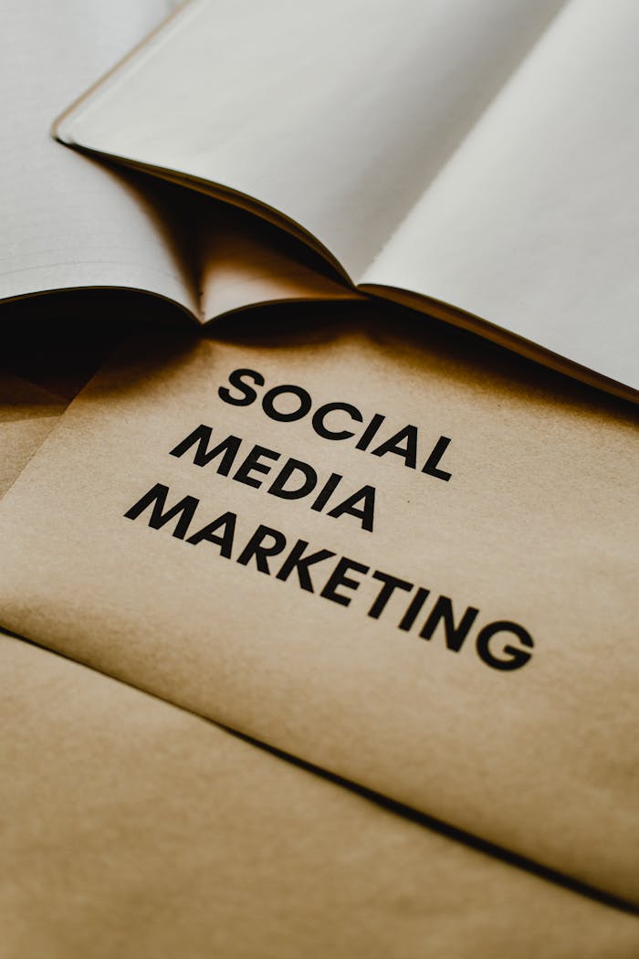 services-01 Close-up of brown envelopes with Social Media Marketing text, ideal for startup themes.